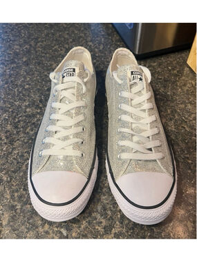 Like New Converse Silver Glitter Adult Sneakers